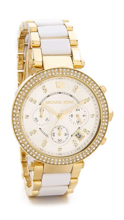 michael kors watch white and gold